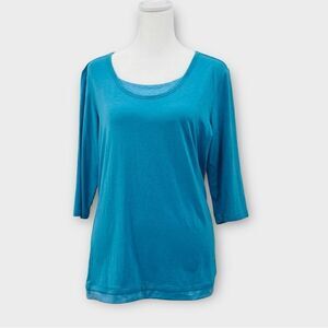 Marmot Casual 3/4 Sleeve Top In Aqua Blue Women’s Size M